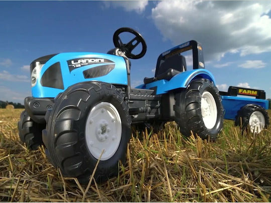 Kids Foot-to-Floor Ride On Tractor with Trailer & Pedal Landini Serie 7 Blue