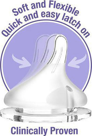 Lansinoh NaturalWaveTM Silicone Baby Bottle Teats Fast Flow for 6+ months 2pcs