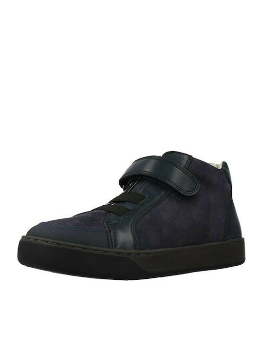 Anatomical Leather Kids Boots with Velcro Navy Blue
