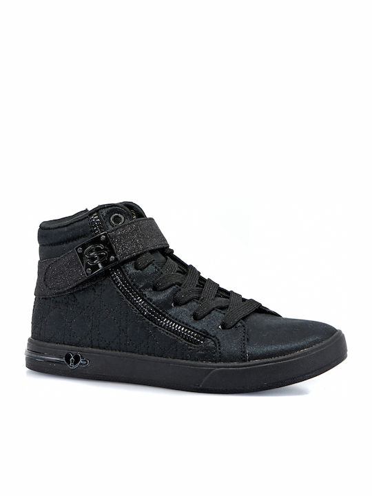Shoutouts Quilted Kicks Kids Boots with Zipper Black