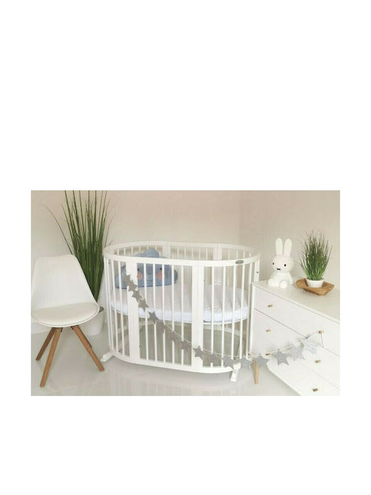 IngVart Convertible Baby Crib Smart Oval Oak for Mattress 60x125cm