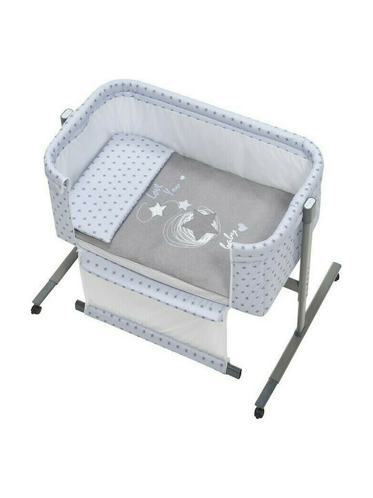 Interbaby Cradle Near Love You with Mattress, Side Opening, and Wheels Azul