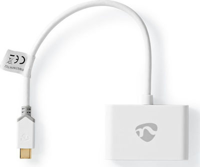 Nedis Convertor USB-C masculin în USB-A 2x femelă Alb (CCBP65960WT02)