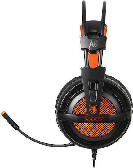 Sades A6 Over Ear Gaming Headset with Connection USB Orange