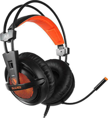 Sades A6 Over Ear Gaming Headset with Connection USB Orange