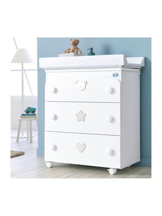 Birillo Baby Dresser with 3 Drawers White 76x45x90cm