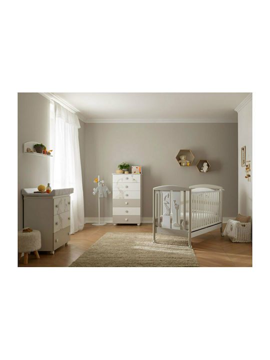 Savana Βρεφική Συρταριέρα με 3 Συρτάρια Bianco/Tortora 76x45x90cm