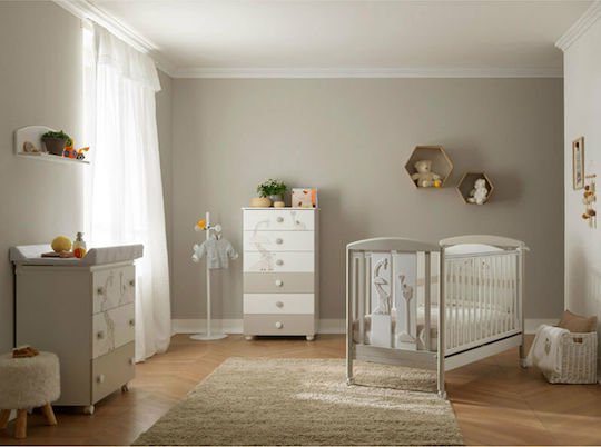 Savana Baby Dresser with 3 Drawers Bianco/Tortora 76x45x90cm
