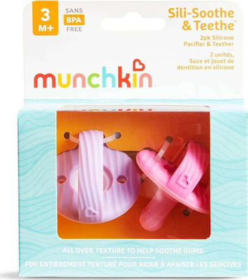 Munchkin Pacifiers Silicone Sili-Soothe & Teethe Pink - Purple for 3+ months 2pcs