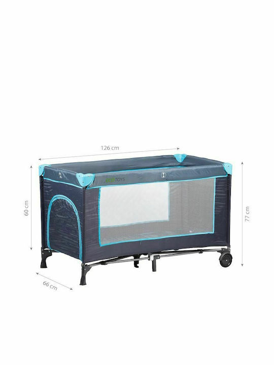 Ecotoys Rollbares Reisebett Laufstall mit Matratze Hellblau 126x66cm