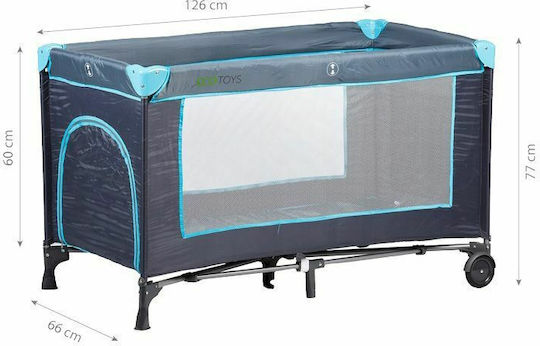 Ecotoys Rollbares Reisebett Laufstall mit Matratze Hellblau 126x66cm