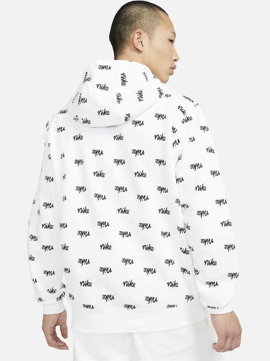 Nike Sportswear Club Men's Sweatshirt with Hood and Pockets White