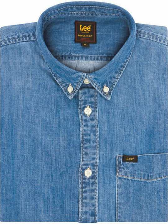 Cu mânecă lungă Denim Cămașă Albastru