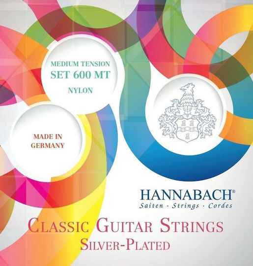 Hannabach 600 Silver Plated Single Classical Guitar Strings Silver Plated for Classical Guitar 6 Pieces Medium Tension