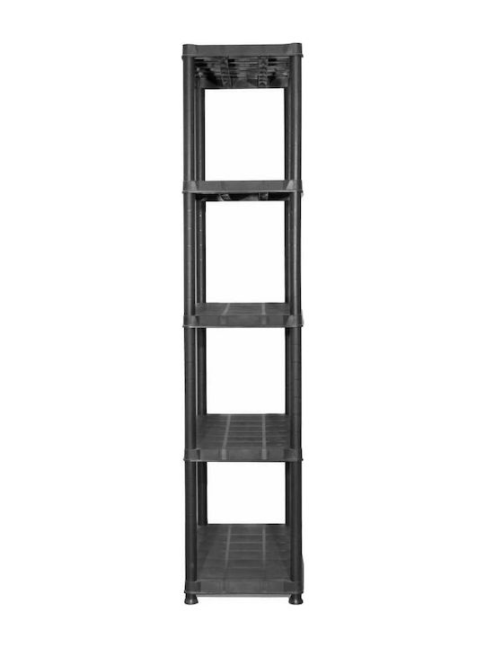 Plastic Outdoor Shelving Unit with 5 Shelves Black 71x38x170cm