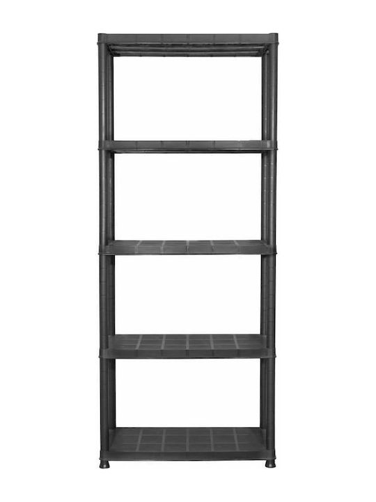Plastic Outdoor Shelving Unit with 5 Shelves Black 71x38x170cm