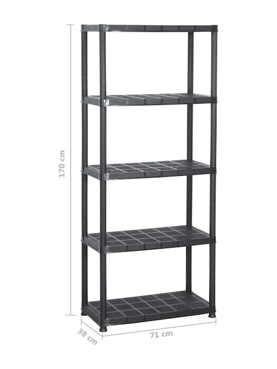 Plastic Outdoor Shelving Unit with 5 Shelves Black 71x38x170cm
