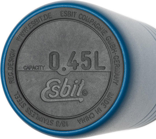 Esbit Majoris Thermo Becher Isoliertes Deckel Glas Thermos Rostfreier Stahl BPA-frei 450ml Blau mit Mundstück und Schlinge