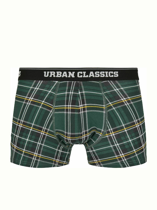 Urban Classics TB3841 Boxeri pentru bărbați Verzi Carouri 3Pachet