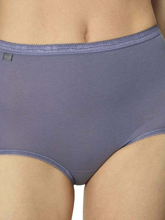 Basic Maxi Βαμβακερά Ψηλόμεσα Γυναικεία Boxer 3Pack με Δαντέλα Μωβ