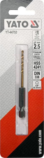 Yato Drill HSS DIN 338 1/4" HSS Titanium with Hexagonal Shank for Metal 5x106mm