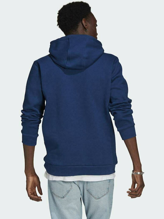 Adidas Trefoil Paris Herren Sweatshirt mit Kapuze und Taschen Mystery Blue