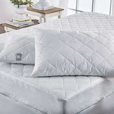 SB Home King Size Quilted Mattress Cover Fitted White 180x200cm