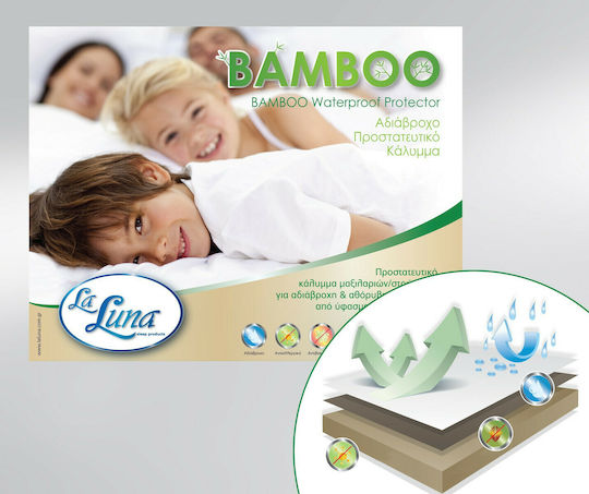 La Luna Protective Cover Double Waterproof with Skirt Bamboo White 140x200+35cm