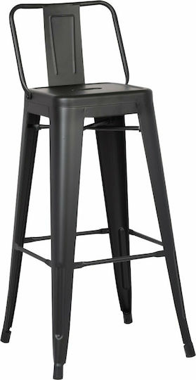 Metallischer Gartenhocker für Bar Außenbereich Relix Schwarz 44x44x96cm