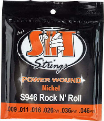 Sit Set of Nickel Plated Steel Strings for Electric Guitar Power Wound Nickel Rock N Roll 9 - 46"