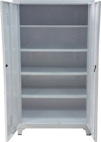 Zweiflügeliger Schrank Metallisch Verzinkt mit 4 Regale 100x45x175cm