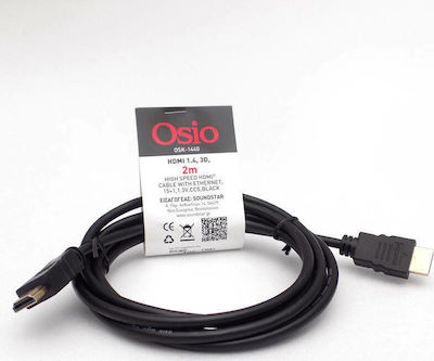 Osio HDMI 1.4 Cable HDMI male - HDMI male 2m Μαύρο