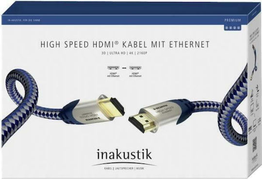 Inakustik HDMI 2.0 Kabel HDMI-Stecker - HDMI-Stecker 0.75m Blau