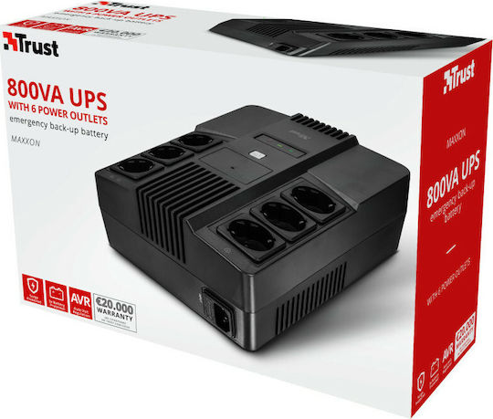 Trust Maxxon 23326 UPS Off-Line 800VA με 6 Schuko Πρίζες