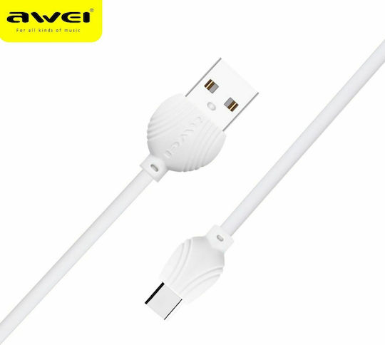 Awei CL-62 USB 2.0 Cable USB-C Male - USB-A White 1m CL-62-WH