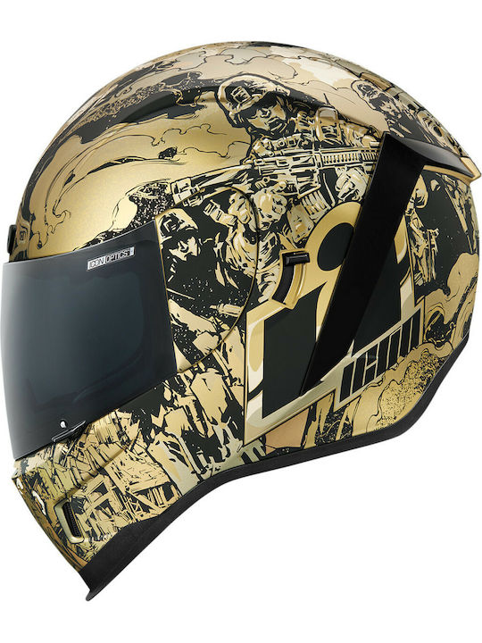 Icon Airform Guardian Gold Motorcycle Helmet Full Face DOT ECE 22.05 with Sun Visor