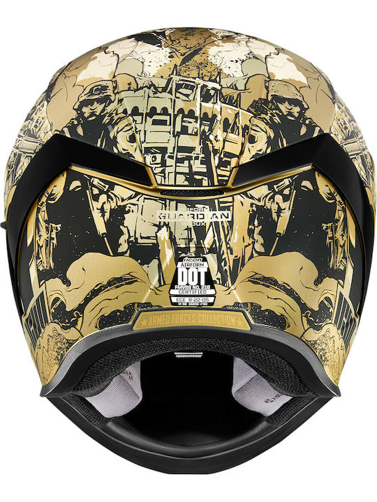 Icon Airform Guardian Gold Motorcycle Helmet Full Face DOT ECE 22.05 with Sun Visor
