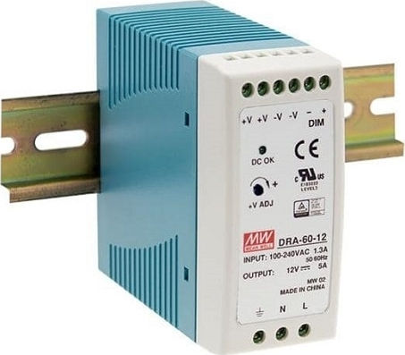 Mean Well Τροφοδοτικό Ράγας DRA60-24 με Έξοδο 24V και Ισχύ 60W 2.5A