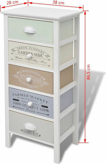 Sertar Mobilier de depozitare din lemn masiv cu 5 Sertare Πολύχρωμη L38xL28xH86.5buc
