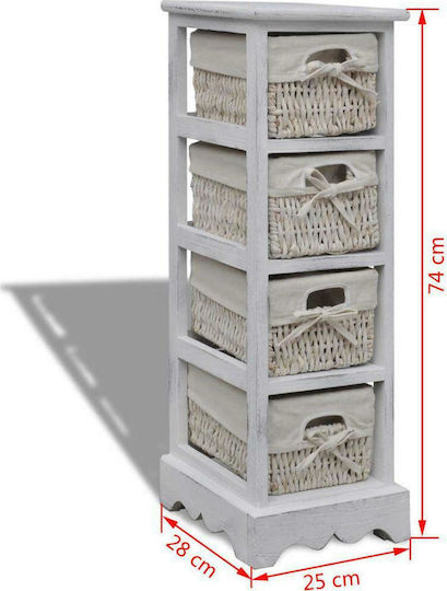 Drawers Storage Made of Wood & Fabric L25xW28xH74cm