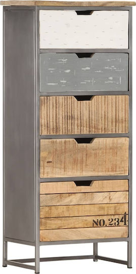 Drawers Storage Made of Metal & Wood with 5 Drawers Grey L45xW30xH105cm