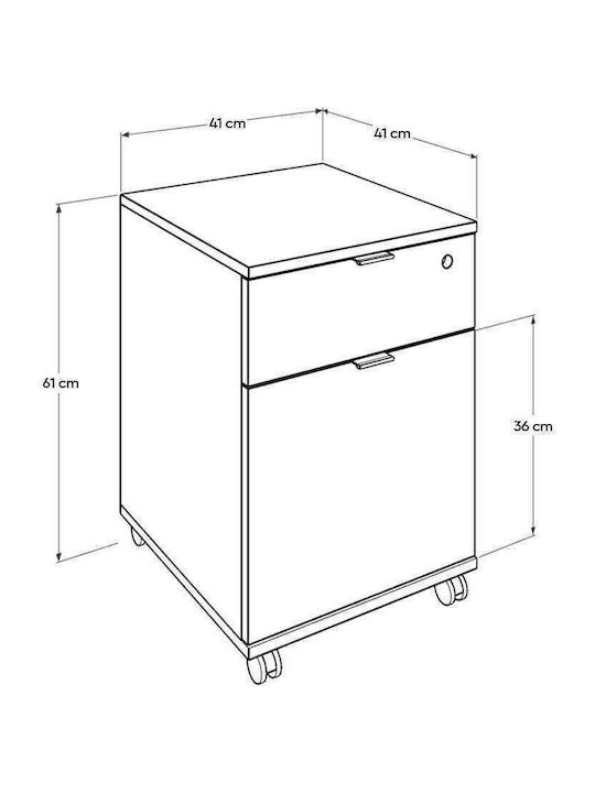 Schublade Büro Rio mit Rollen & Schloss Sonoma 41x41x61cm