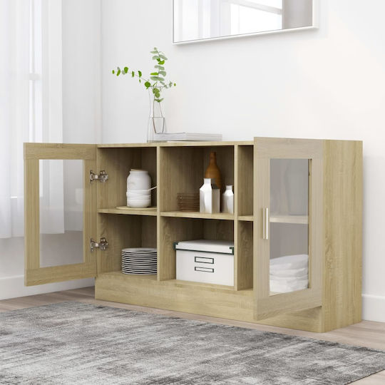 Living Room Display Cabinet Made of Particle Board with Windowed Sonoma Oak 120x30.5x70cm