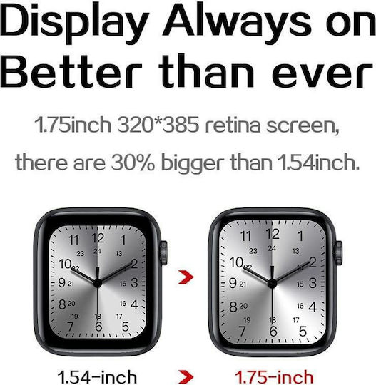 AK76 44mm Smartwatch με Παλμογράφο (Κόκκινο)