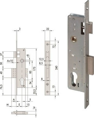 Cisa Χωνευτή Κλειδαριά σε Ασημί Χρώμα