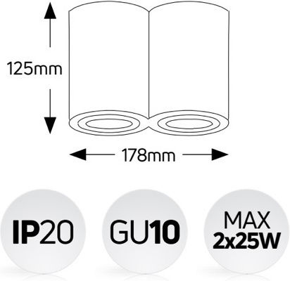 Geyer Doppel Spot mit Fassung GU10 in Schwarz Farbe