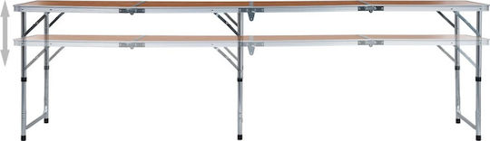 vidaXL Τραπέζι Αλουμινίου για Camping Πτυσσόμενο 240x60cm Καφέ
