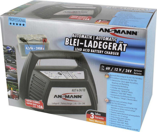Ansmann Batterieladegerät für Auto, Lastkraftwagen & Motorrad 6/12/24V
