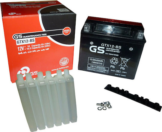 GS Motorradbatterie YTX12-BS 180A mit Kapazität 10Ah