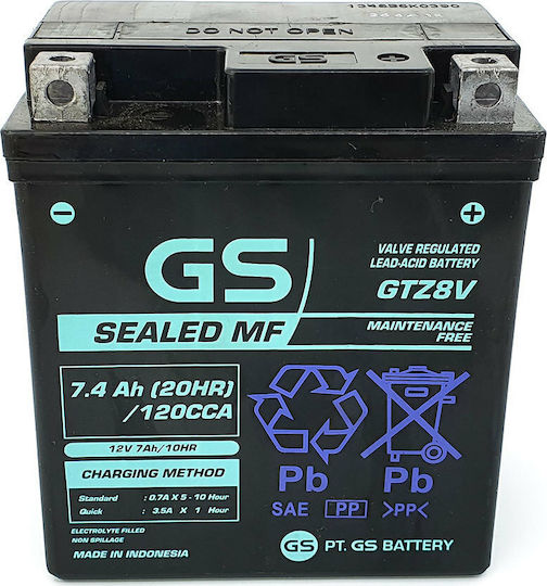 GS GEL Baterie Motocicleta YTZ8V 120A cu Capacitatea 7.4Ah